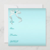 Wit Blauwgroen Blauw Sweet 16 Party Kaart (Achterkant)