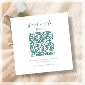 Wit & Blauwgroen | Bruiloft RSVP QR Code Informatiekaartje