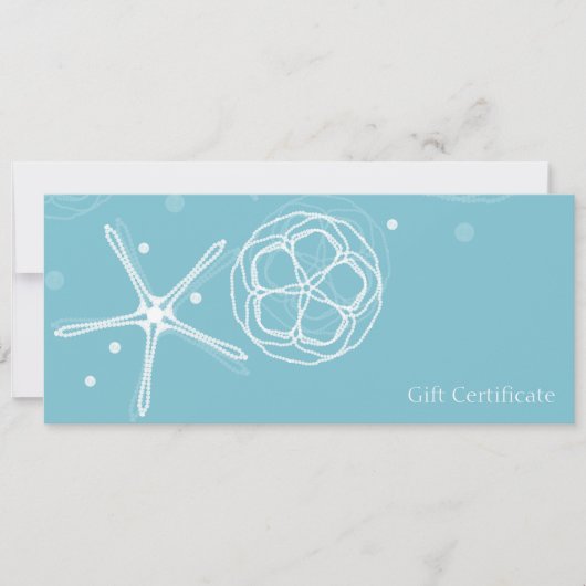 Wit Blauwgroen Elegant Pearl Starfish Cadeaubon Kaart (Voorkant)