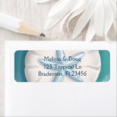 , Wit, Blauwgroen en Blauw Zanddollarstrand Etiket (Insitu)