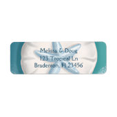 , Wit, Blauwgroen en Blauw Zanddollarstrand Etiket (Voorkant)