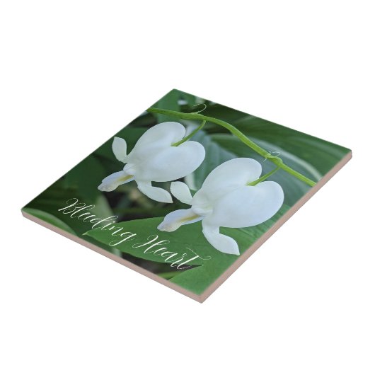 Wit Bloedend Hart Bloemig Tegeltje (Zijkant)