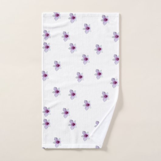 Wit bloeiend paars hart cadeau bad handdoek (Handdoek)