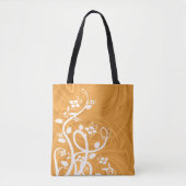 Wit Bloeit Bloemen Schaduwkrullen Over Sinaasappel Tote Bag (Voorkant)