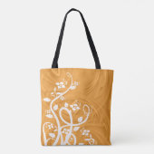 Wit Bloeit Bloemen Schaduwkrullen Over Sinaasappel Tote Bag (Achterkant)