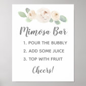 Wit bloem botanisch bruidsdouche Mimosa bord Poster (Voorkant)
