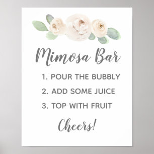 Wit bloem botanisch bruidsfeest Mimosa bord Poster