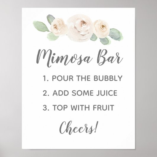 Wit bloem botanisch bruidsfeest Mimosa bord Poster (Voorkant)