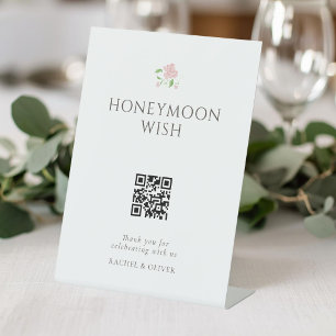 Wit   Bloem Bruiloft Honeymoon Fonds Tafelmodel  Reclamebord Met Voetstuk