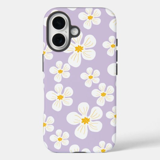 Wit Bloem Ontwerp Otterbox iPhone 16 Hoesje (Achterkant)