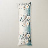 Wit Bloemblauw Lichaamskussen (Achterkant (Verticaal))