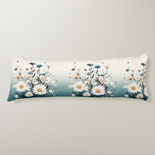 Wit Bloemblauw Lichaamskussen (Voorkant)