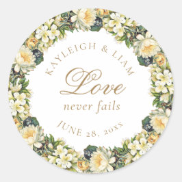  Wit Bloemen Bijbel Verse Bruiloft Ronde Sticker