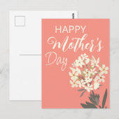 Wit Bloemen Boeket / Moederdag Briefkaart (Voorkant / Achterkant)