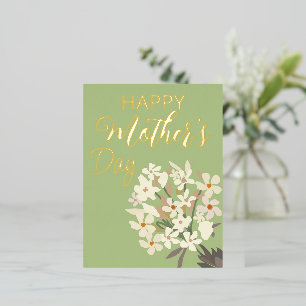Wit Bloemen Boeket / Moederdag Folie Feestdagen Briefkaart