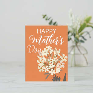 Wit Bloemen Boeket / Moederdag Folie Feestdagen Briefkaart