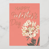 Wit Bloemen Boeket / Moederdag Folie Feestdagenkaart (Voorkant)