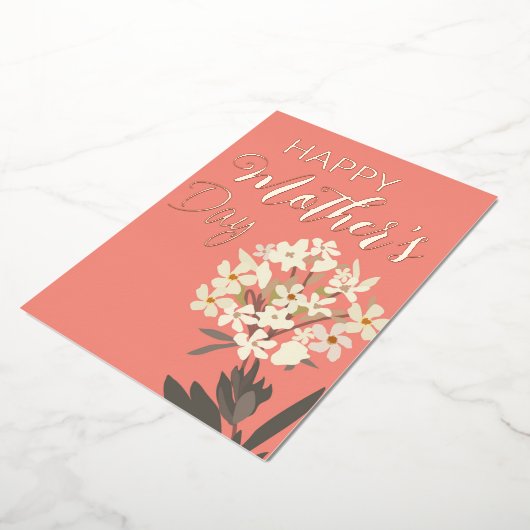 Wit Bloemen Boeket / Moederdag Folie Feestdagenkaart (Gedraaid)