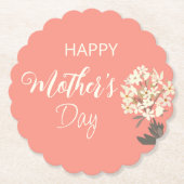 Wit Bloemen Boeket / Moederdag Kartonnen Onderzetters (Voorkant)