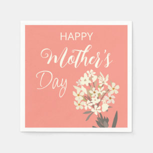 Wit Bloemen Boeket / Moederdag Servet