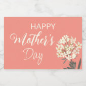 Wit Bloemen Boeket / Moederdag Sparkling Wijnetiket (Enkel label)