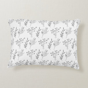 Wit Bloemen Boheems Botanisch Patroon Accent Kussen