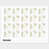 Wit Bloemen Champagne Glas Gepersonaliseerd Vierkante Sticker (Vel)
