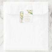 Wit Bloemen Champagne Glas Gepersonaliseerd Vierkante Sticker (Tas)
