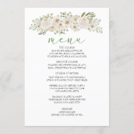 Wit Bloemen Elegant Romantisch Bruiloft Menu