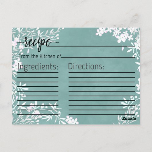 Wit Bloemen elke kleur bruid bruiloft recept Kaart (Achterkant)