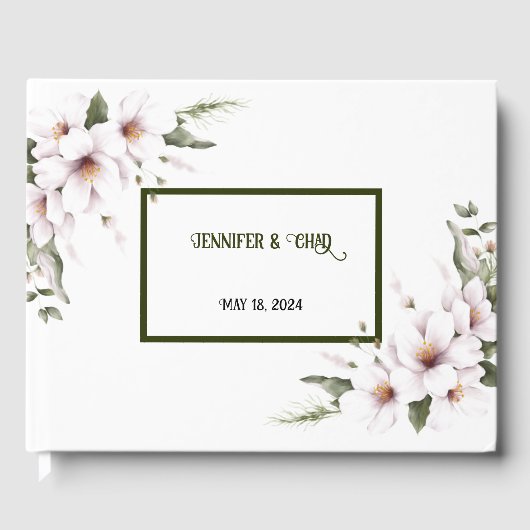 Wit bloemen-gastenboek gastenboek (Voorkant)