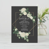 Wit Bloemen Geometrisch Grijs Vrijgezellenfeest Kaart (Staand voorkant)