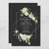 Wit Bloemen Geometrisch Grijs Vrijgezellenfeest Kaart (Voorkant / Achterkant)