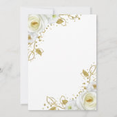 Wit Bloemen Goud Lijst Islamitisch Moslim Bruiloft Kaart (Achterkant)