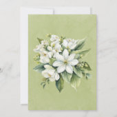 Wit Bloemen Groen Geschilderd Bruiloft Viering Kaart (Achterkant)