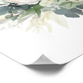 Wit Bloemen Groen Waterverf Wall Art Poster (Hoek)