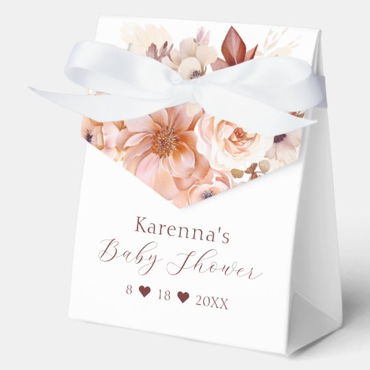 Wit  Bloemen Herfst Baby shower Bedankdoosjes (Voorkant)