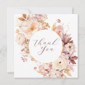 Wit  Bloemen Herfst Baby shower Bedankkaart (Voorkant)