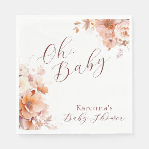 Wit  Bloemen Herfst Oh Baby shower Servet