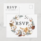 Wit Bloemen Herfst RSVP Briefkaart met Maaltijd Ke (Voorkant / Achterkant)