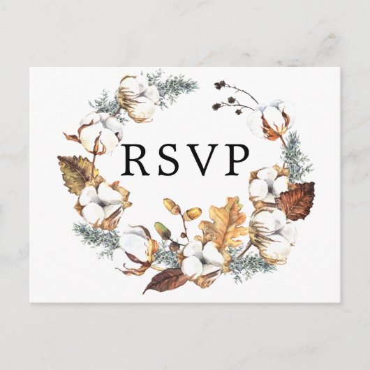 Wit Bloemen Herfst RSVP Briefkaart met Maaltijd Ke (Voorkant)