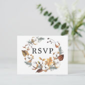 Wit Bloemen Herfst RSVP Briefkaart met Maaltijd Ke (Staand voorkant)