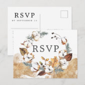Wit Bloemen Herfst RSVP Briefkaart met Maaltijd Ke (Voorkant / Achterkant)