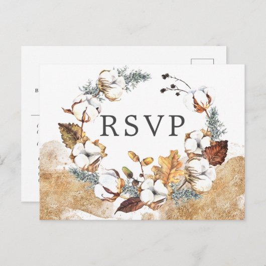Wit Bloemen Herfst RSVP Briefkaart met Maaltijd Ke (Voorkant / Achterkant)