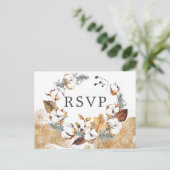 Wit Bloemen Herfst RSVP Briefkaart met Maaltijd Ke (Staand voorkant)