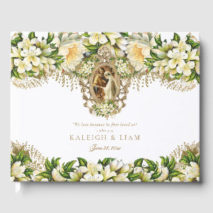  Wit Bloemen Katholiek Bruiloft Gastenboek
