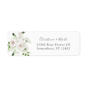 Wit bloemen retouradreslabel 2 etiket