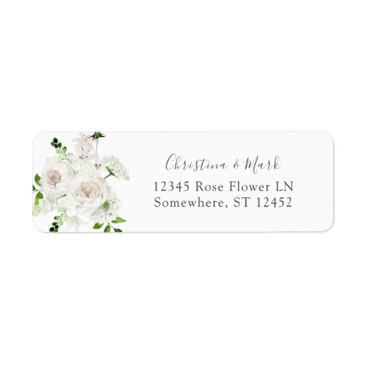 Wit bloemen retouradreslabel 2 etiket (Voorkant)