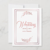 Wit Bloemen Roos Goud Script Elegante bruiloft Kaart (Achterkant)