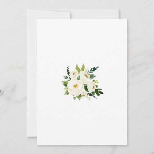 Wit Bloemen Swash Wit Bruiloft Detail Kaart (Achterkant)
